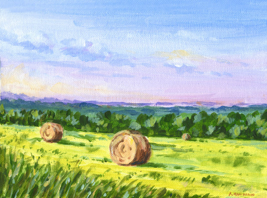 Hay Bales Original Acrylic Painting