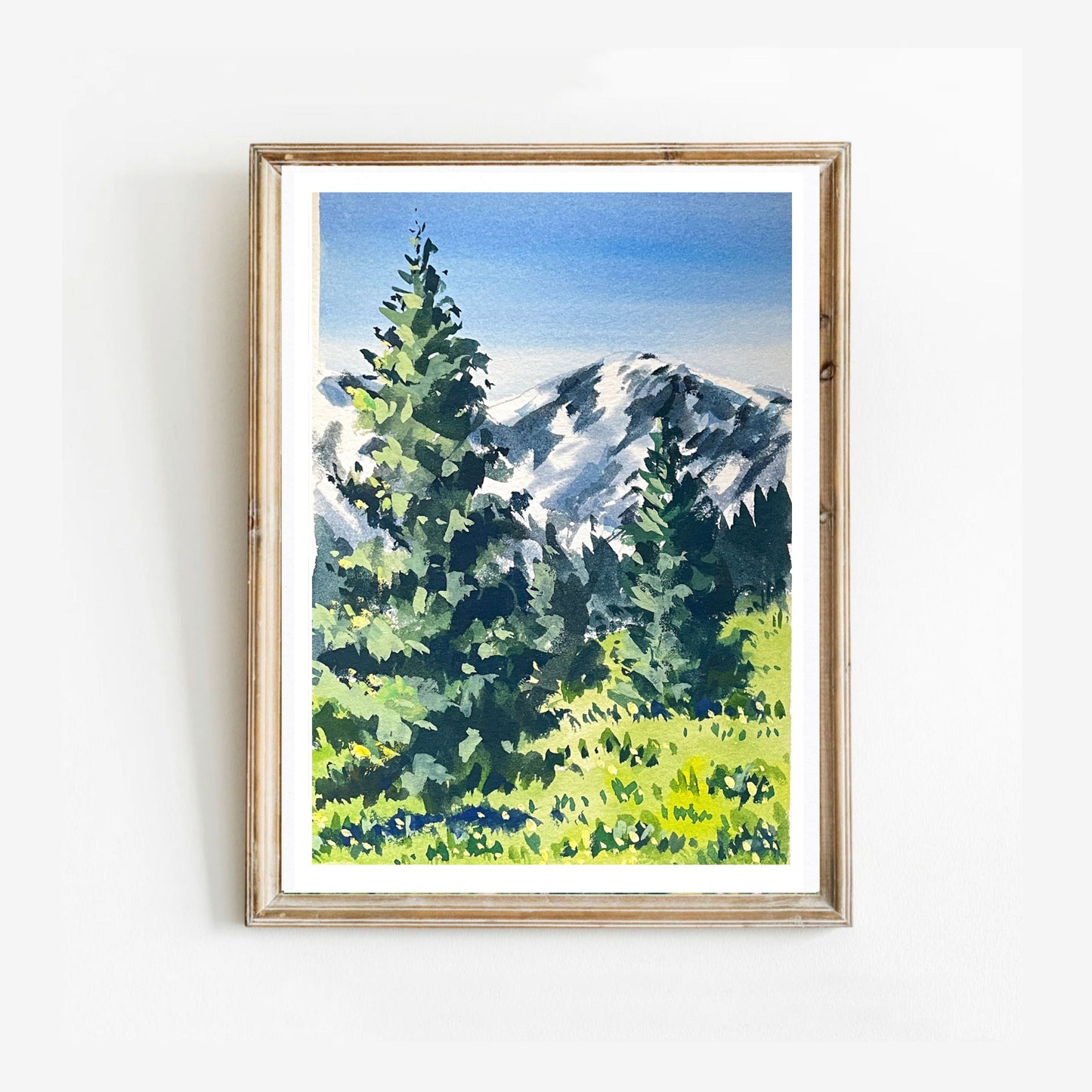 “Mountain trees” Original Gouache Painting