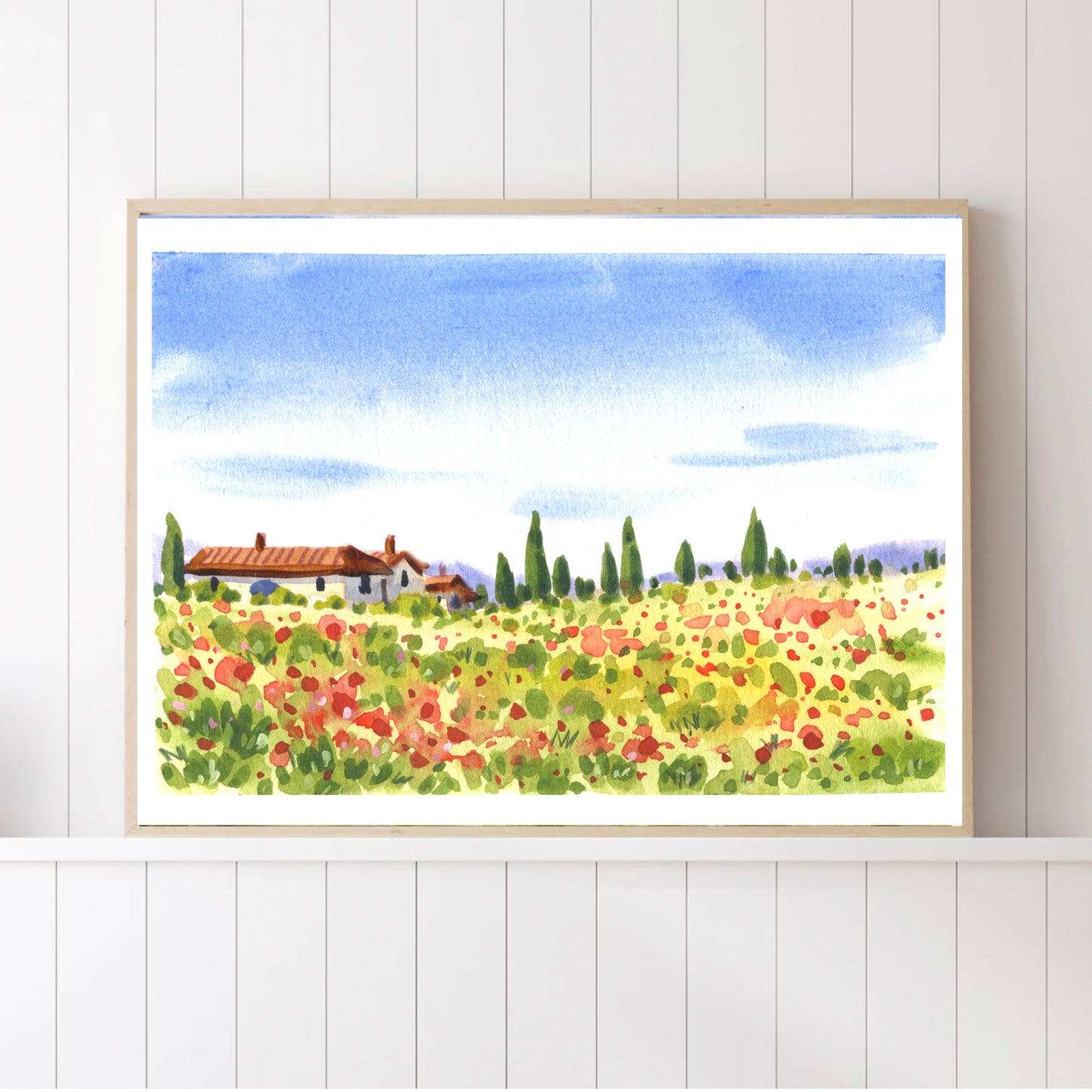 Tuscany Poppy Fields Landscape Print