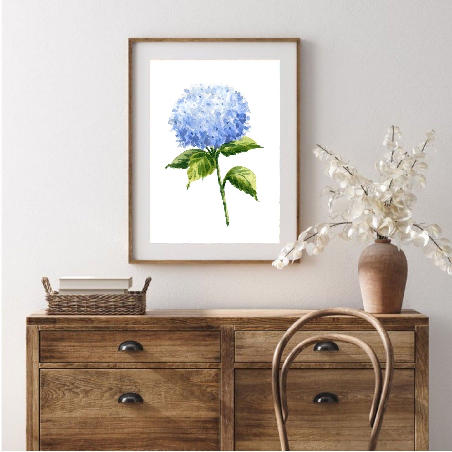 Estampado de hortensias azules