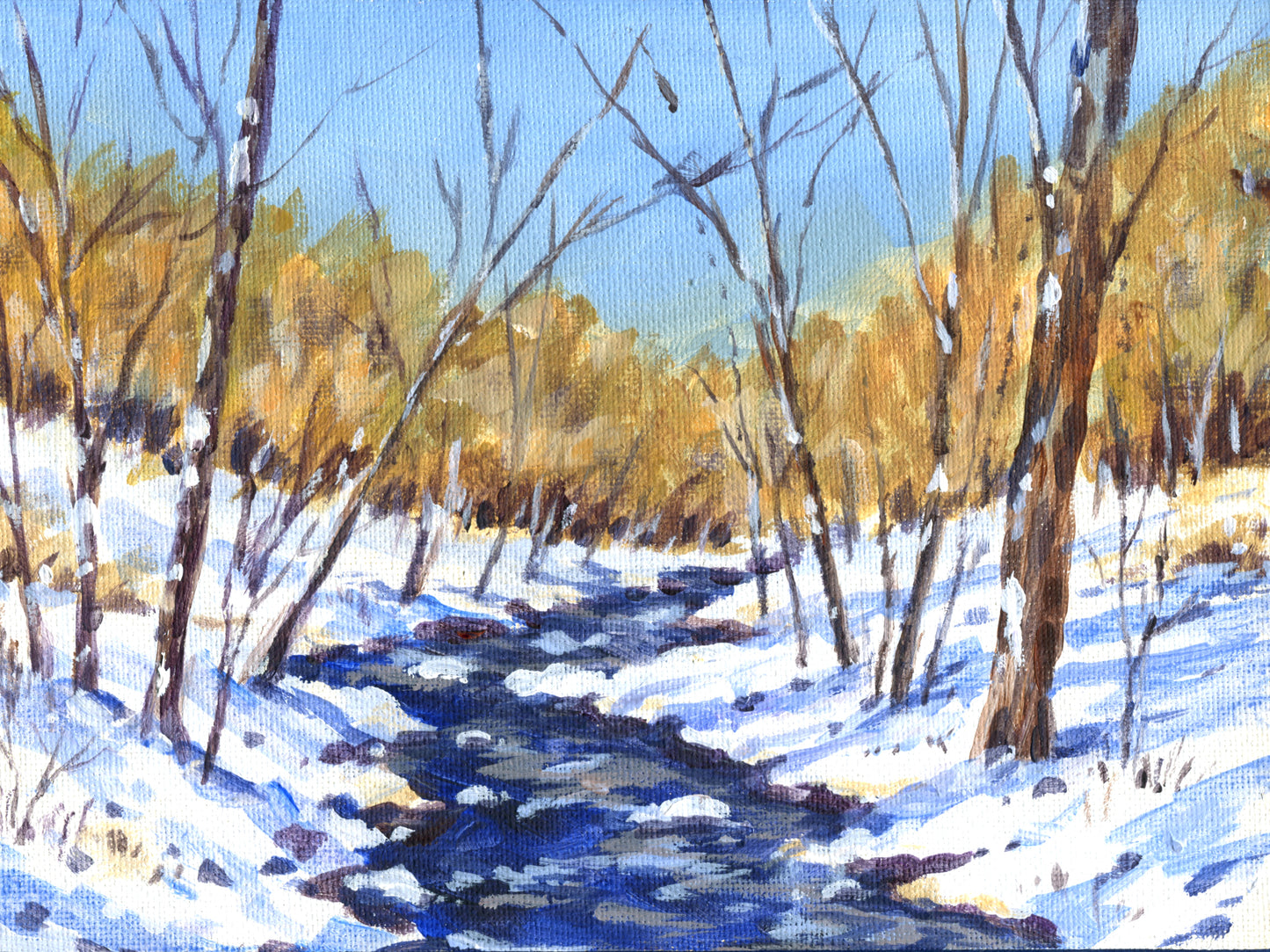 Winter River Original Acrylic Painting