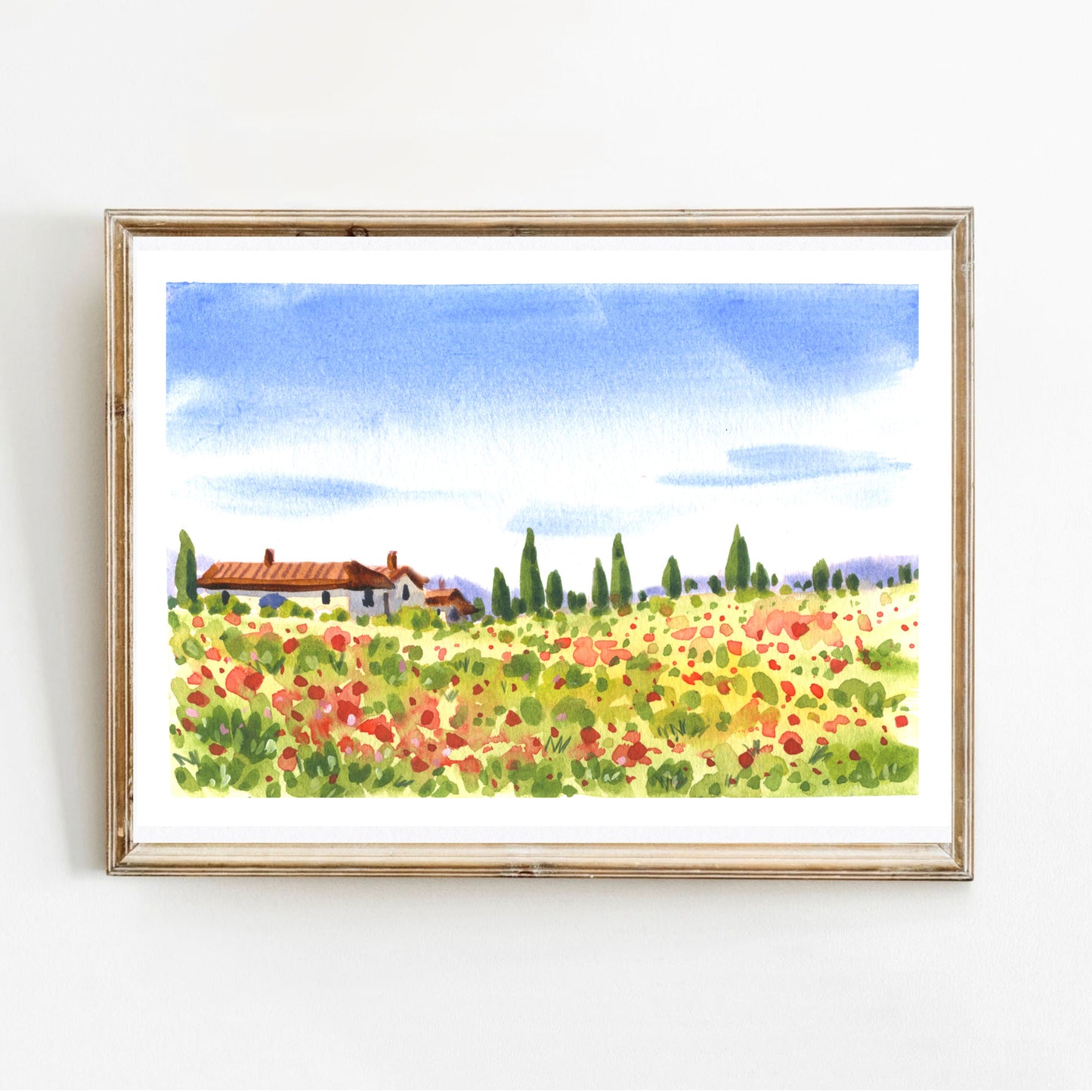 Tuscany Poppy Fields Landscape Print